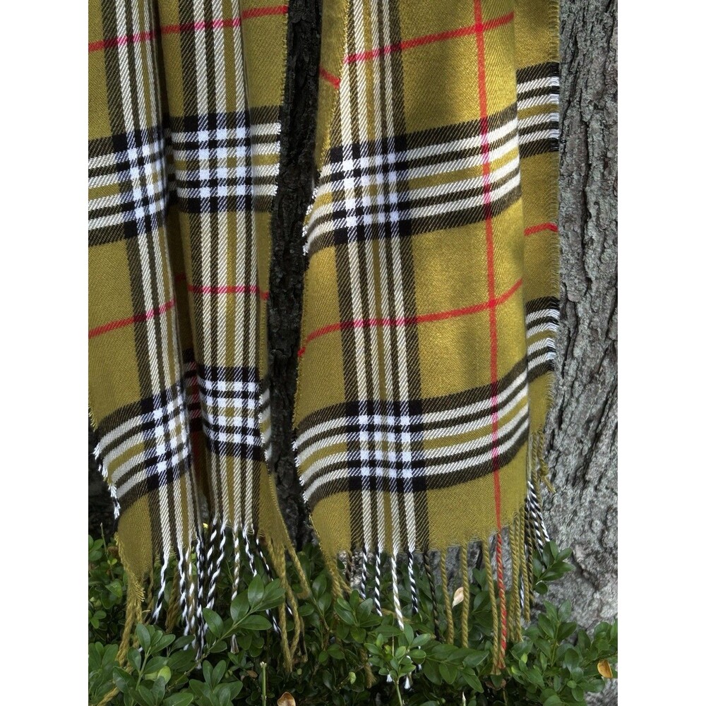 Cashmere Feel Scarf Plaid Fringe SOFT! Preppy Heritage Academia Old Money - Picture 3 of 5